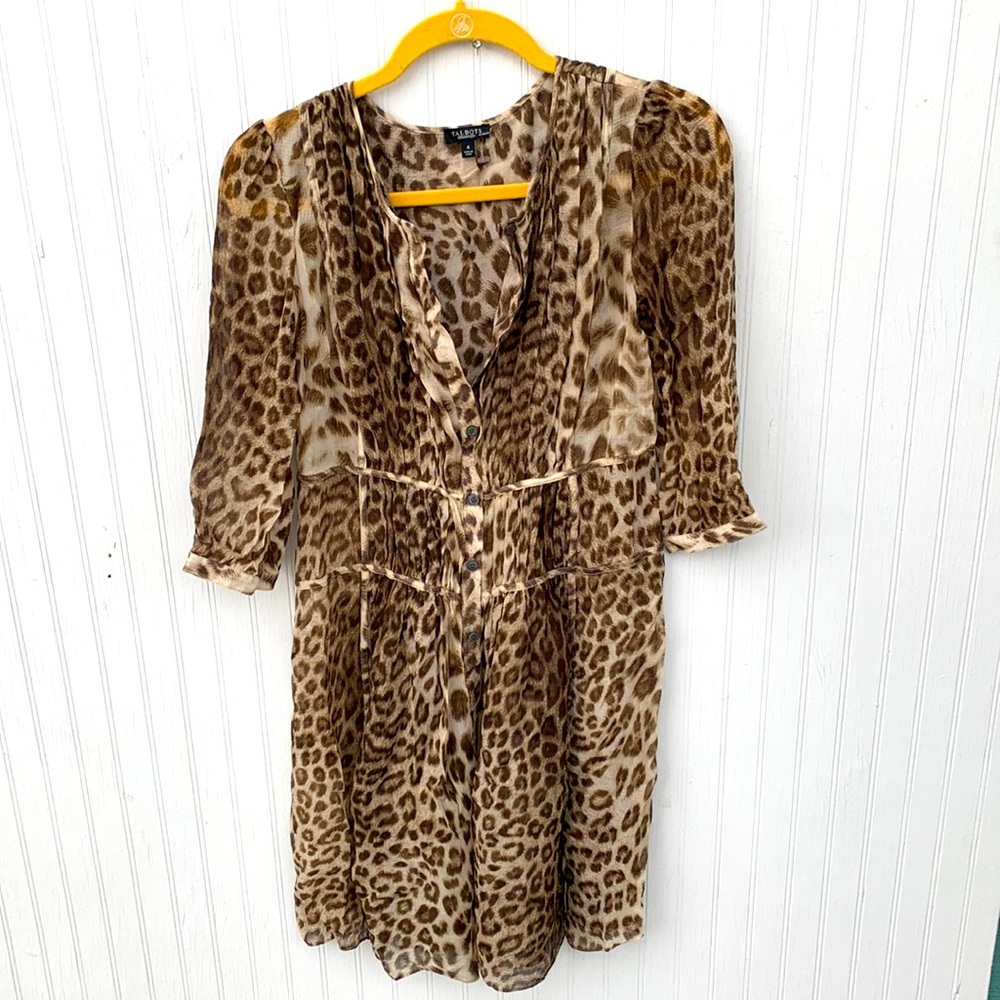 cheetah silk button up dress or duster